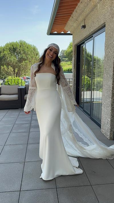 Trança de espinha com ondas soltas, na manhã do casamento